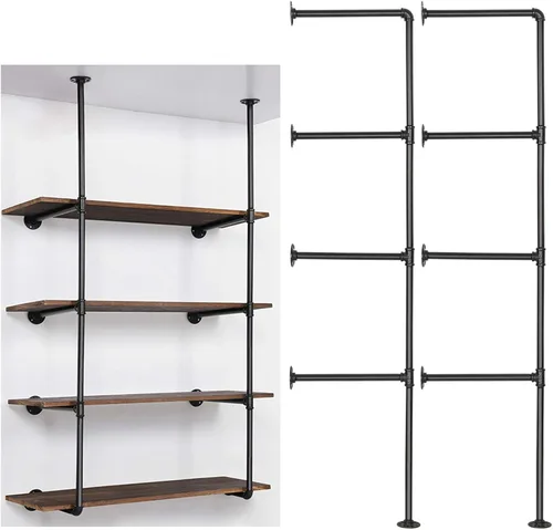 LIANTRAL Estante industrial de tubo de hierro para montaje en pared, estantería abierta de bricolaje, estantes de almacenamiento retro, soporte para
