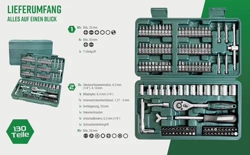 Miniatura 5 de Mannesmann Brüder - Juego de enchufes (130 piezas) M29166