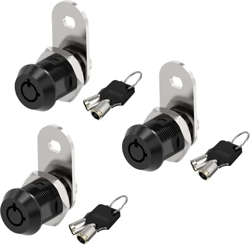 Jayseon Paquete de 3 cerraduras de almacenamiento para caravana, cerraduras de gabinete de 5/8 pulgadas con llaves, cerradura de leva con llave