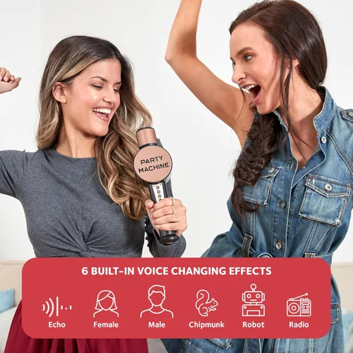 Miniatura 4 de Micrófono de karaoke inalámbrico Singing Machine para niños y adultos, micrófono de fiesta (Oro rosa) - Micrófono portátil Bluetooth de mano