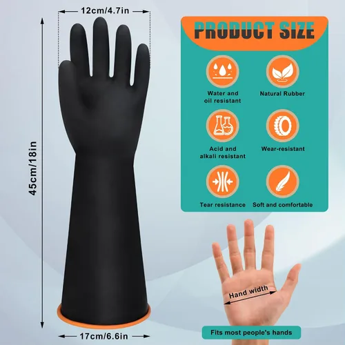 Miniatura 2 de Guantes de látex resistentes a los productos químicos de 18 pulgadas, tamaño XL, reutilizables, resistentes y largos, guantes de goma para lavar
