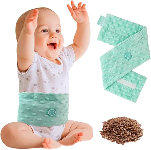 Miniatura 9 de Alivio de cólicos y gases para recién nacidos y bebés, venda caliente de semillas de lino para el vientre, cinturón de envoltura para bebé