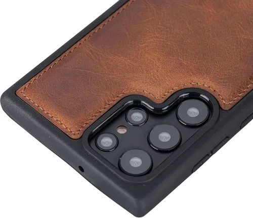 Miniatura 2 de Venito Lucca - Funda de piel compatible con Samsung Galaxy S22 Ultra (6.8 pulgadas), extra segura, con cubierta trasera acolchada (marrón antiguo)