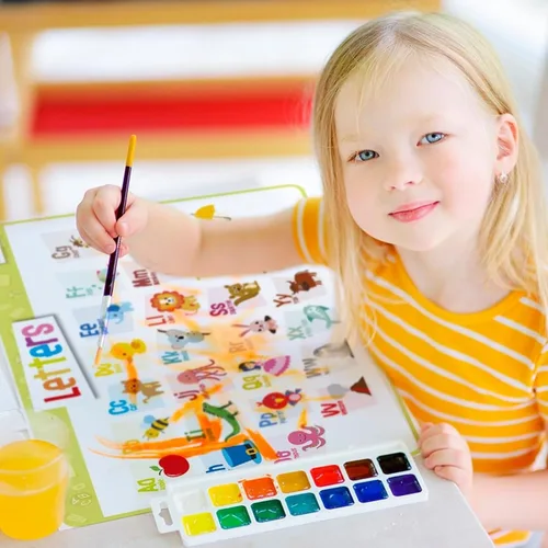 Miniatura 8 de Merka Paquete de 4 manteles individuales educativos para niños y niños pequeños, reutilizable, lavable con agarre seguro en la parte trasera