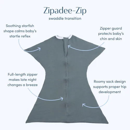 Miniatura 2 de SleepingBaby Zipadee-Zip - Paquete de 2 pañales de transición con diseño de estrella de mar para relajarse y dormir mejor, ideal para bebés Gris
