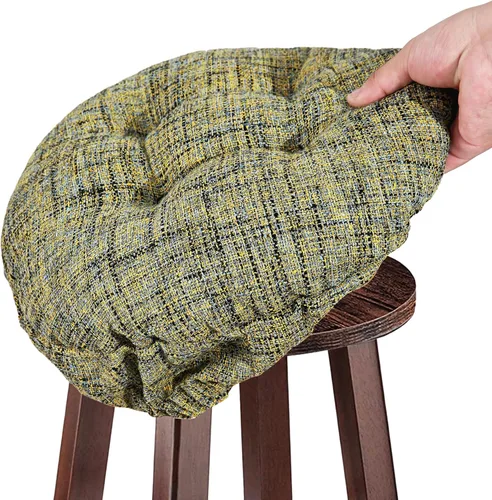 Miniatura 26 de SINOSSO Cojín para taburete de bar moderno de 12 pulgadas de diámetro, diseño entretejido de moda, antideslizante, de silicona, redondo, acolchado