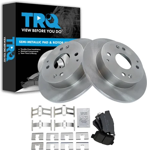 Miniatura 127 de TRQ Juego de pastillas de freno semimetálicas traseras y rotores compatibles con Chevrolet Trailblazer 02-06 Trailblazer EXT 04-06 SSR 02-07 GMC