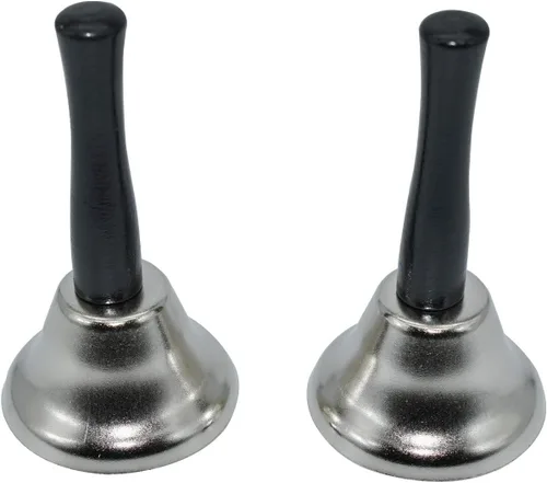 Miniatura 8 de Maydahui 2 campanas de mano para cena, de acero plateado, cascabeles de Navidad, para bodas, eventos, decoración, alarma, interior, aula, línea