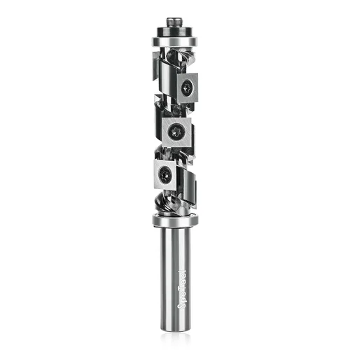 SpeTool Broca de enrutador de carburo en espiral con vástago de 1/2 pulgada, 7 piezas de insertos de carburo reemplazables, patrón de doble