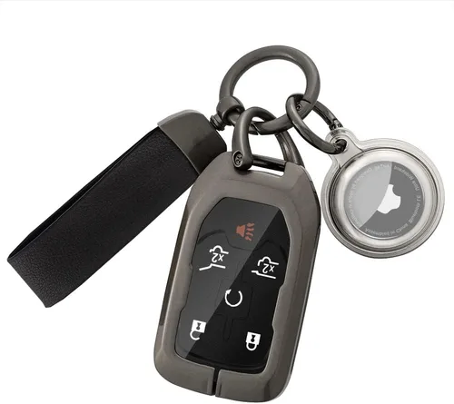 KESENLOE Funda para llavero GMC con llavero Airtag, carcasa de metal para llave de automóvil, protección completa para Chevrolet Chevy Silverado