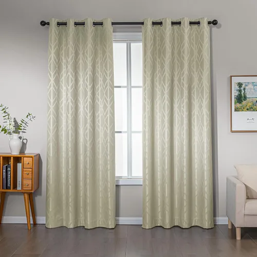 Miniatura 13 de Amazon Basics Cortinas Jacquard 100% opacas de 2 piezas, cortinas para sala de estar y dormitorio, tratamiento de ventana con aislamiento térmico
