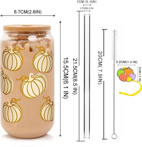 Miniatura 2 de ANOTION Tazas de café de otoño, taza de calabaza para decoración de otoño, taza de café helado, decoración única de otoño, decoraciones de calabaza