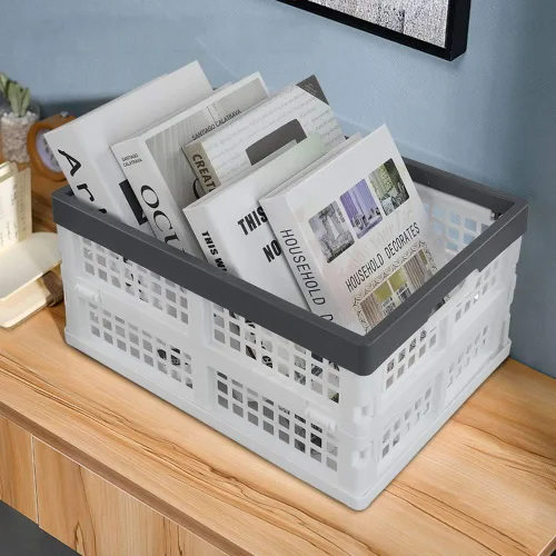 Miniatura 6 de Teyyvn Paquete de 4 cajas plegables para leche, contenedores apilables de plástico de 15 L