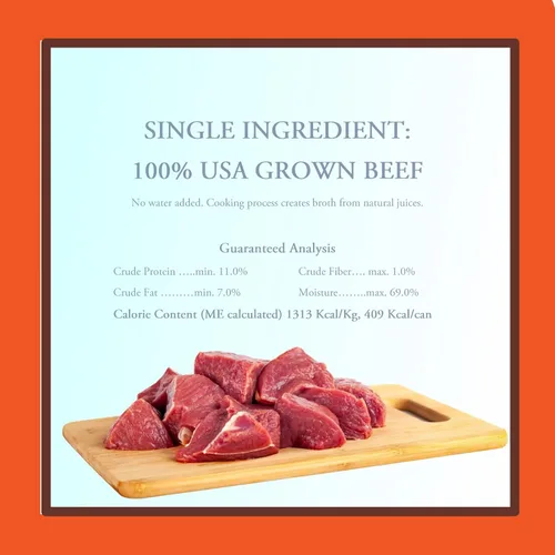 Miniatura 7 de Alimento húmedo para perros 100% de carne de res, un solo ingrediente, mezclador y adorno rico en proteínas, pastel de carne en caldo de hueso, lata