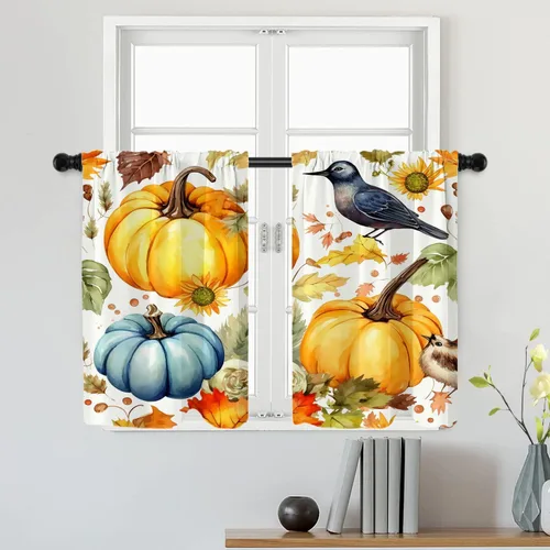Miniatura 7 de Batmerry Silueta de hombre y niño, marco en forma de corazón con figuras, tratamiento de ventana, cortina corta de cocina multicapa de poliéster
