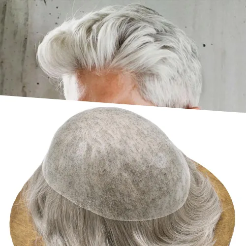 Miniatura 93 de Toupee para hombres Sistema de reemplazo de cabello humano real duradero invisible para hombre Toupee Hair Piece para hombres Poly Men Sistema