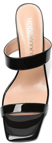Miniatura 3 de MODENCOCO Sandalias de tacón alto para mujer, con puntera abierta, de patente, de moda, de 3.3 pulgadas
