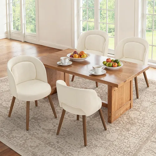 Miniatura 8 de LUE BONA Juego de 2 sillas de comedor, modernas sillas de cocina tapizadas con patas de madera maciza, respaldo curvado y soporte lumbar