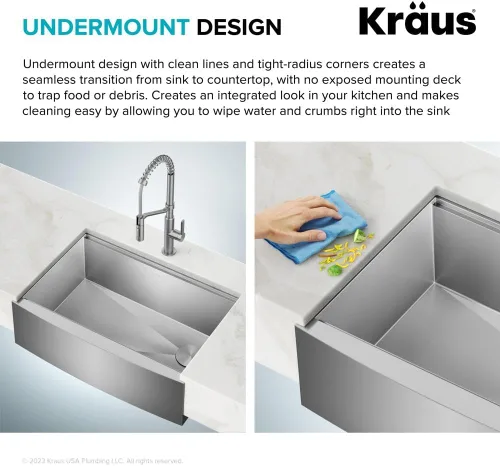 Miniatura 6 de KRAUS Kore KWF210-27 - Fregadero de cocina de acero inoxidable de calibre 16 con estación de trabajo de granja de 27 pulgadas con accesorios