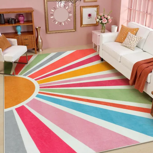 Miniatura 26 de STARUIA - Alfombra Boho Lavable de 3'x5', Alfombra de Área para Niños para Sala de Juegos, Alfombras Coloridas para Niños para Dormitorio, Alfombra