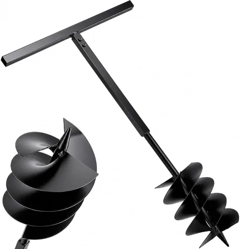 Miniatura 10 de Taladro de mano 2 en 1 en espiral para plantar, 6 x 42.9 pulgadas, taladro manual para postes de valla, arena, bombilla, plántulas, árbol, buzón