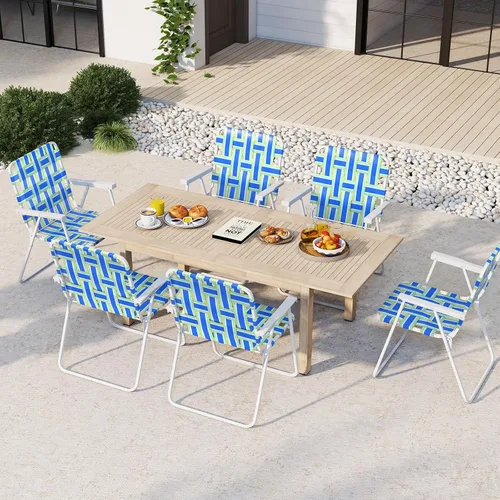 Miniatura 8 de GYMAX Silla plegable, juego de sillas de césped para patio con reposabrazos, paquete de 2 sillas de comedor ligeras para interiores y exteriores