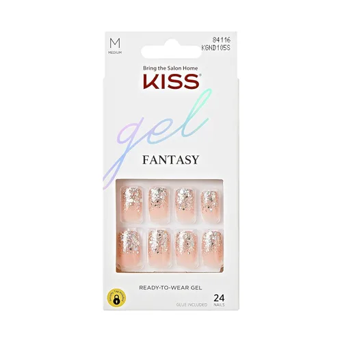Miniatura 14 de KISS Gel Fantasy, uñas a presión, pegamento de uñas incluido, 'Aim High', negro, tamaño corto, forma cuadriculada, incluye 28 uñas, 0.07 onzas
