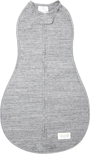 Woombie Manta Original para Envolver Bebé - Calmante, Manta de Algodón para Envolver Bebé con Cremallera - Manta Vestible para Recién Nacido, Gris