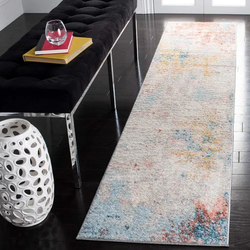 Miniatura 13 de SAFAVIEH Tulum Collection - Alfombra decorativa de 2 x 5 pies, color gris y azul, diseño abstracto moderno, no desprende pelusa y fácil de limpiar