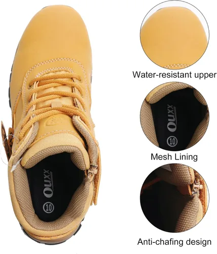 Miniatura 6 de Botas de trabajo para hombre, con puntera de acero deslizante, de cuero, impermeables, antideslizantes, a prueba de pinchazos, antiestáticas