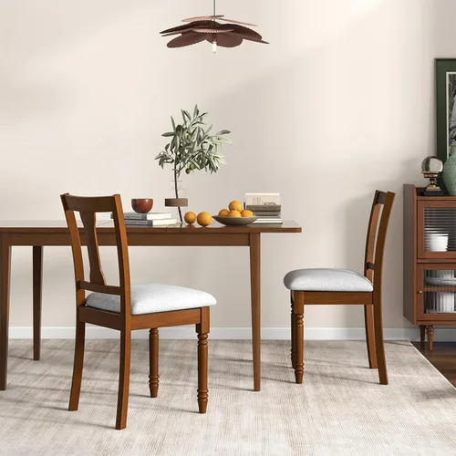 Miniatura 2 de KOTEK Juego de 2 sillas de comedor tapizadas, sillas de cocina de granja con patas de madera maciza, compartimento de almacenamiento oculto