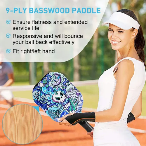 Miniatura 2 de Pickleball Paddles Set of 4 for Beginners Men Women Adults Patrón de calavera ornamentado