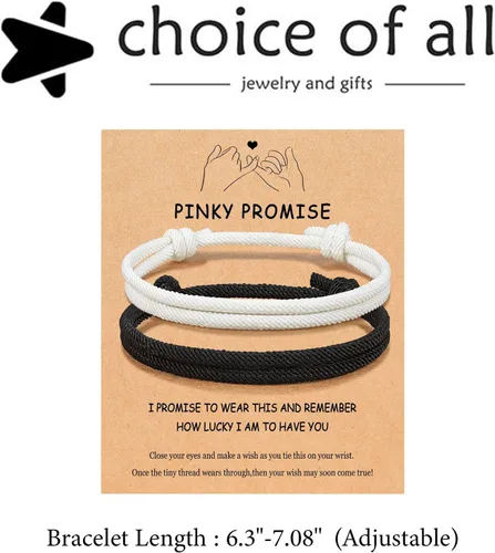 Miniatura 6 de Pulseras para parejas para 2 mejores amigas, pulseras de cuerda a juego en blanco y negro para parejas, pulsera con texto en inglés "I Love You in