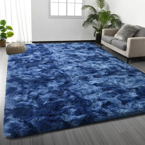 Miniatura 8 de Deerhoo - Alfombra de área, estilo shag, 4 x 6 pies, con teñido anudado, alfombra mullida y ultrasuave para sala de estar, alfombra de pelo