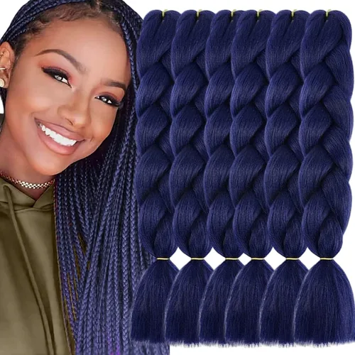 Miniatura 51 de Beige (613) Cabello trenzado 6 paquetes de extensiones de cabello sintético de 24 pulgadas, extensiones de cabello trenzado Jumbo Ombre trenzado