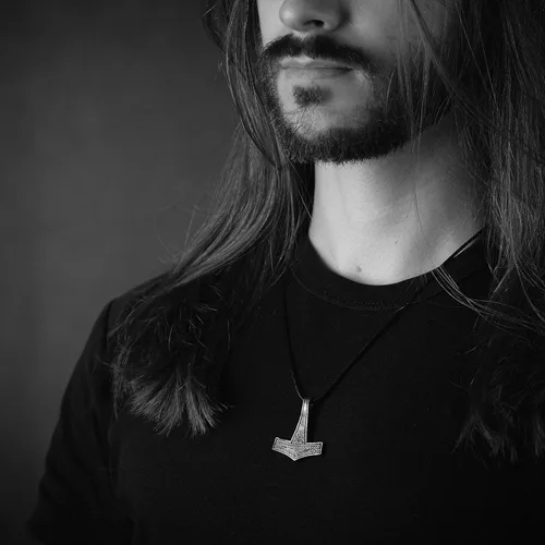 Miniatura 74 de Viking Thors Hammer Necklace Pendant - Vegvisir Aegishjalmur Helm of Awe Raven Huginn Muninn Pendant Necklace Amulet Talisman - Thor Necklace