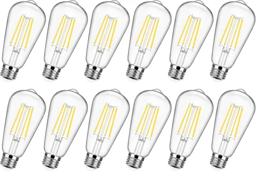 Miniatura 13 de Paquete de 4 bombillas LED Edison vintage equivalentes a 100 W, 1400 lúmenes, alto brillo, 8 W, ST58, bombillas de luz de filamento LED de 2700 K