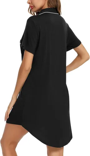 Miniatura 5 de Pjmlifecoco Camisón para mujer, con botones, manga cortalarga, suave modal, ropa de dormir S-XXL