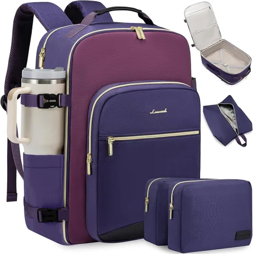 Miniatura 19 de LOVEVOOK Mochila de Viaje Grande para Mujeres Equipaje de Mano Mochila Bolsas de Artículos Personales Esenciales, Caqui-beige, Mochilas de viaje