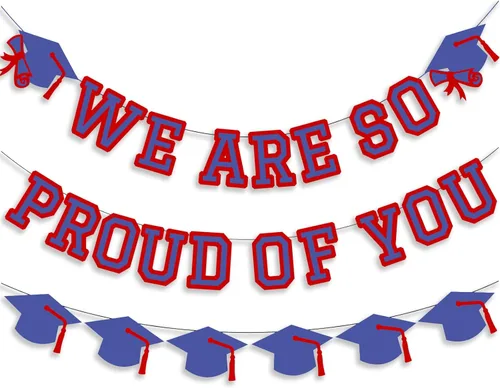 Miniatura 10 de Letrero con texto en inglés «We Are So Proud Of You», decoración para fiesta de graduación, guirnalda de tapa de felicitaciones, letrero de pared