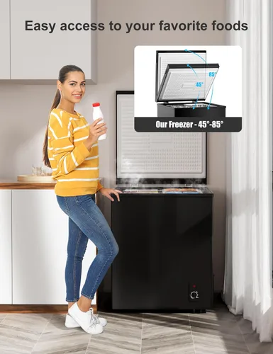 Miniatura 3 de Congelador de 3.5 pies cúbicos tipo cajón - Mini congelador profundo compacto de puerta superior abierta, de pie, eficiente energéticamente