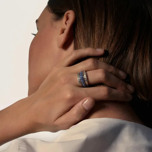 Miniatura 3 de John Hardy Anillo de plata con cadena clásica para mujer con zafiro
