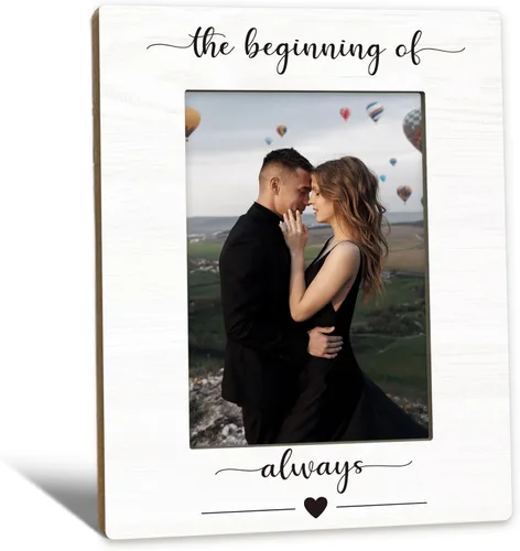 Marco de Fotos de Compromiso 5x7, Marco de Fotos de Boda, Regalos de Compromiso para Parejas Recién Comprometidas, El Comienzo de Siempre Marcos de