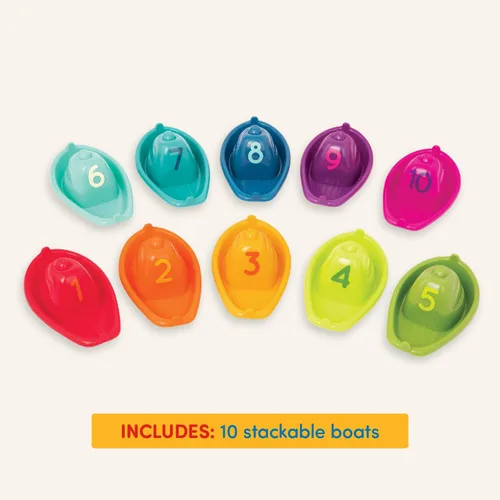 Miniatura 5 de Battat 10 botes de baño apilables - Horario de baño numerado y apilable - Juguetes flotantes para el baño, piscina, playa - Juguetes educativos