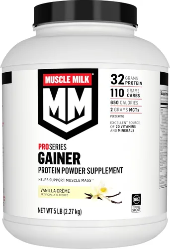 Muscle Milk Gainer Proteína en Polvo, Crema de Vainilla, 32g Proteína, 5 Libras