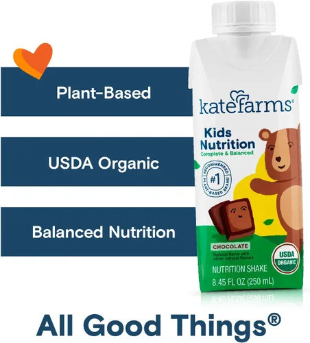 Miniatura 3 de KATE FARMS Batido de nutrición orgánica para niños, chocolate, 0.28 oz de proteína, 27 vitaminas y minerales, reemplazo de comida, sin gluten, sin