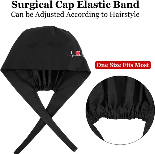 Miniatura 5 de SATINIOR Gorra de trabajo de 4 piezas con botones, gorro de trabajo unisex con banda ajustable para el sudor