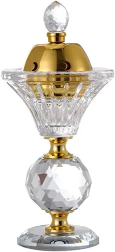 Oud - Quemador de incienso de cristal, para aromaterapia, horno, difusor árabe, decoración de escritorio para yoga, meditación, spa (luna)