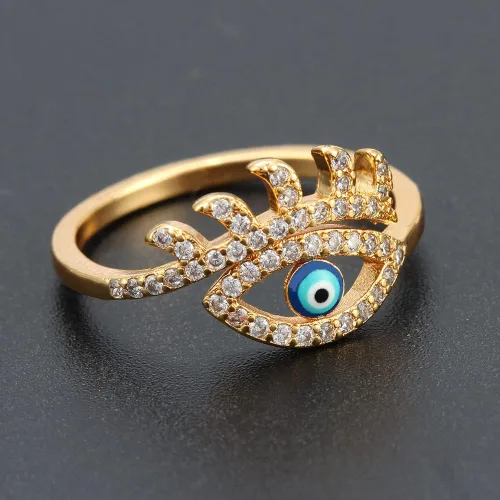 Miniatura 3 de Anillos abiertos de circonita cúbica azul turco para mujeres, niñas, adolescentes, cristal de circonita cúbica brillante, chapado en oro de 18