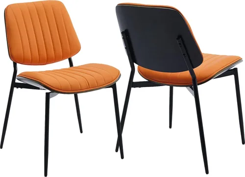 Miniatura 11 de ODUSE-DAILY Juego de 2 sillas de comedor modernas de mediados de siglo, sillas de cocina y comedor negras, juego de 2, sillas de cocina tapizadas